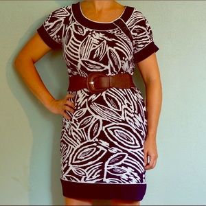 A-line black and white dress
